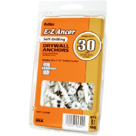 Itw 25350 No. 50 Drilling Plastic Drywall Anchor, 50PK IT573680